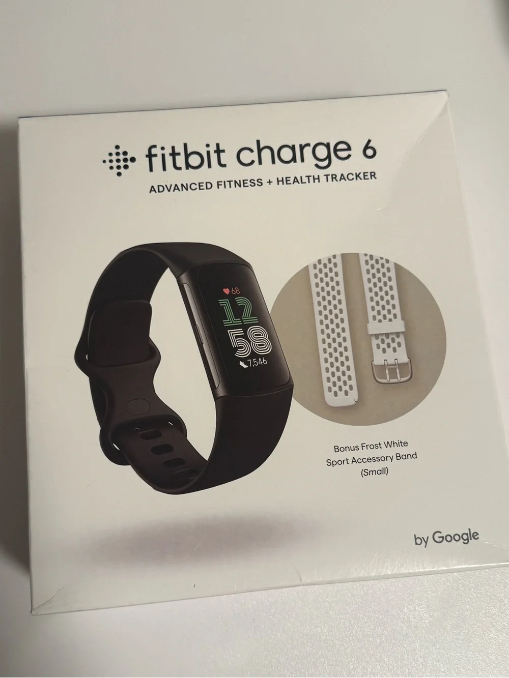 Fitbit Charge 6 Smart Fitness Tracker - Black with Obsidian + Frost White Bands